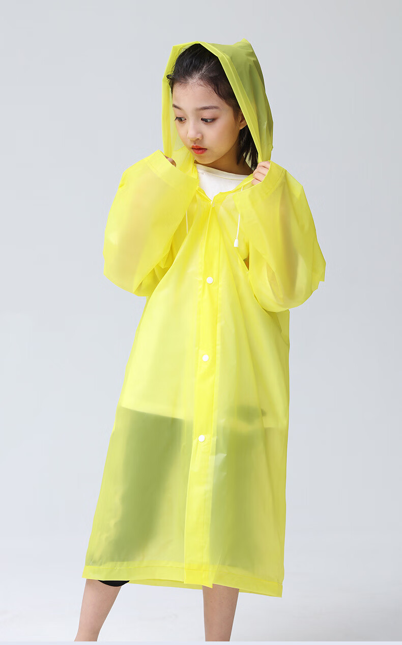 户外登山eva加厚儿童雨衣 非一次性卡通学生儿童雨衣雨披 黄色 长110*
