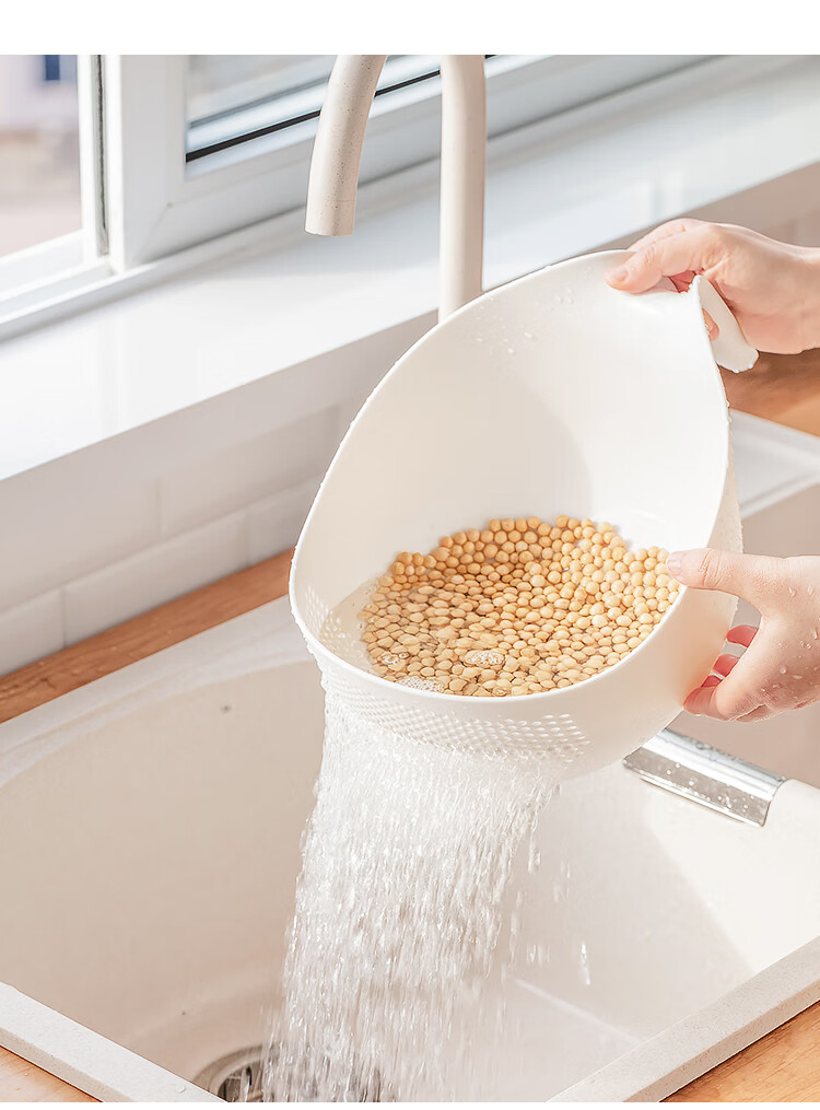 花语奇萌洗菜筐淘米篮洗菜盆日式塑料洗米篮淘米箩淘米器水果沥水筐洗