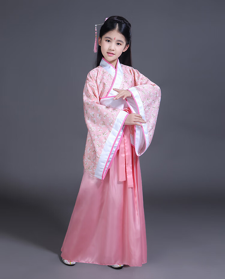 汉服学生12一15周岁仙女古装小姐中小唐代书童曲剧公主宫装秋白色上衣