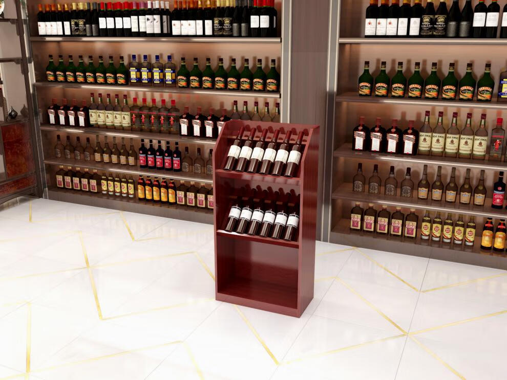 紫电家具店红酒中岛柜落地展示柜木质酒柜白酒柜葡萄酒展柜h款长16米