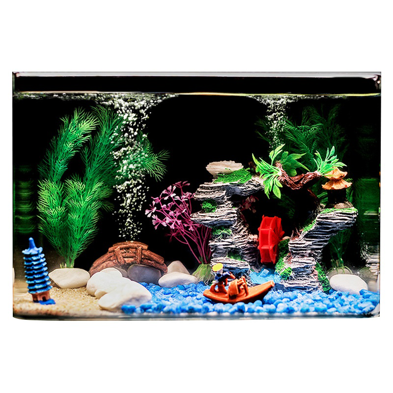 【京东推荐】鱼缸装饰品水族箱造景假水草假山桥石头摆件大小鱼缸布景