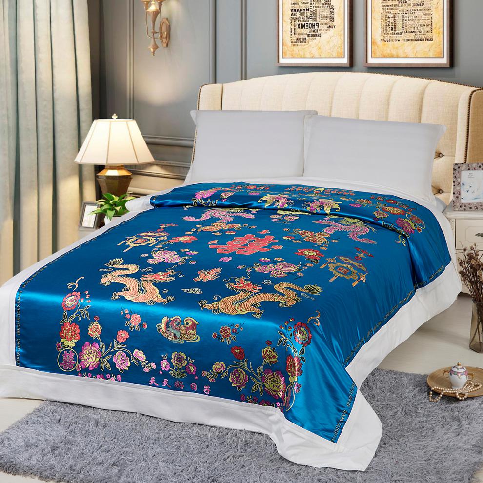 杭州丝绸缎子被套杭州传统织锦缎软缎绸缎面被面子婚庆龙凤百子结婚