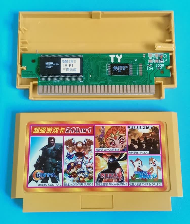 老式插卡电视游戏机游戏卡带fc红白机8位黄卡9孔游戏 一对小霸王手柄