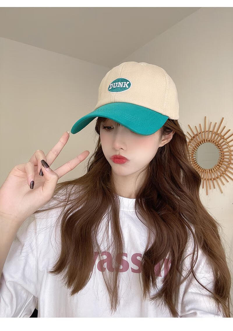 仙充充鸭嘴帽棒球帽子女春夏新款遮脸ins时尚韩版百搭字母拼色鸭舌帽