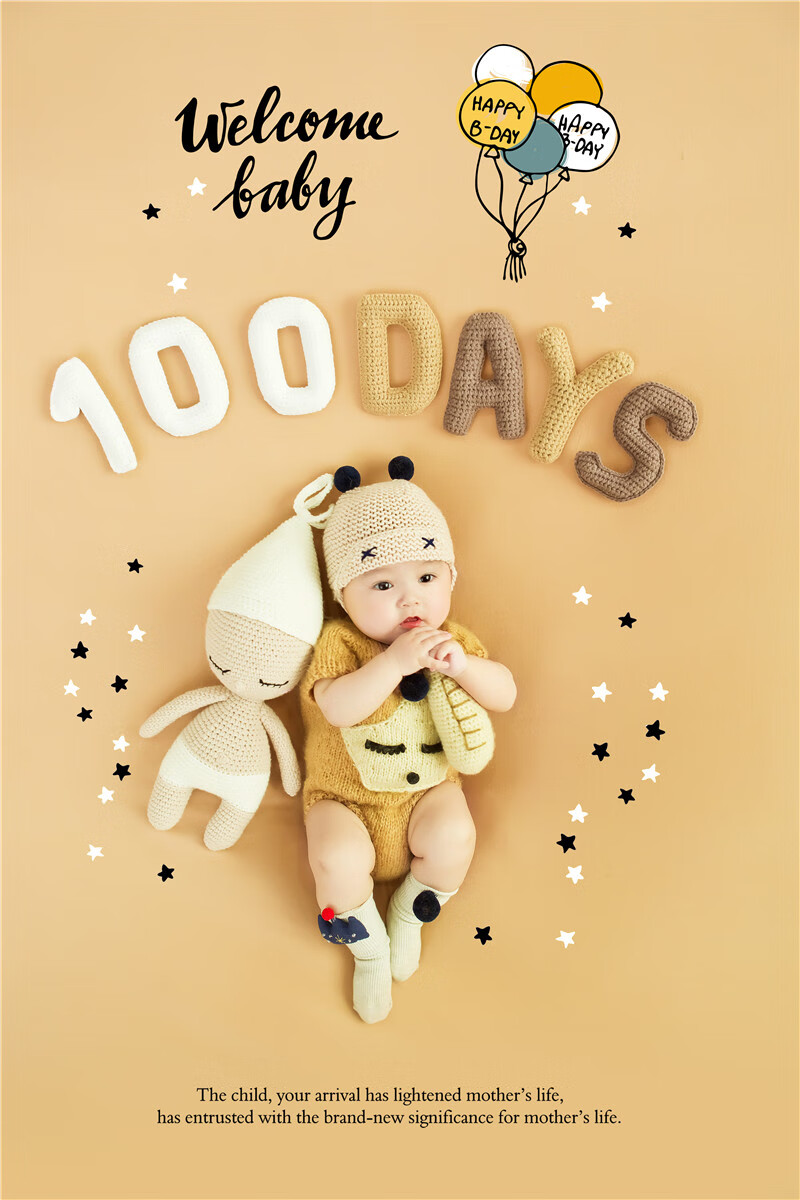 新生儿摄影服装儿童影楼宝宝主题道具婴儿百天拍照百日创意主题背景