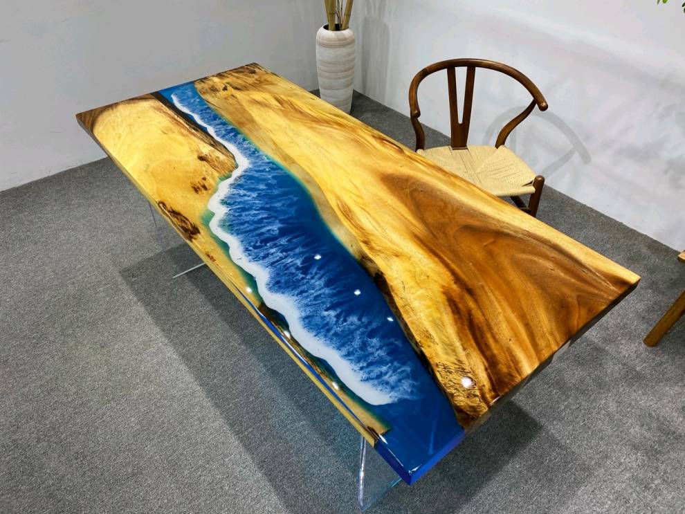 河流桌树脂环氧树脂茶台实木创意海洋河流桌家具茶几茶桌餐桌桌子办公