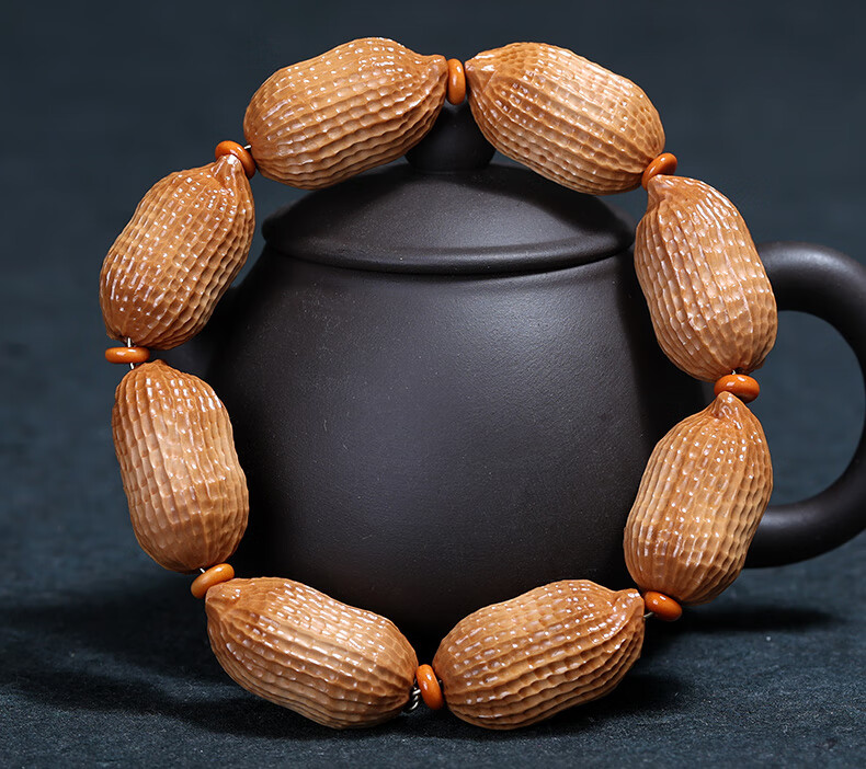 花生手工雕刻手把件一生平安核雕手链男女款16530mm金刚结手工雕刻