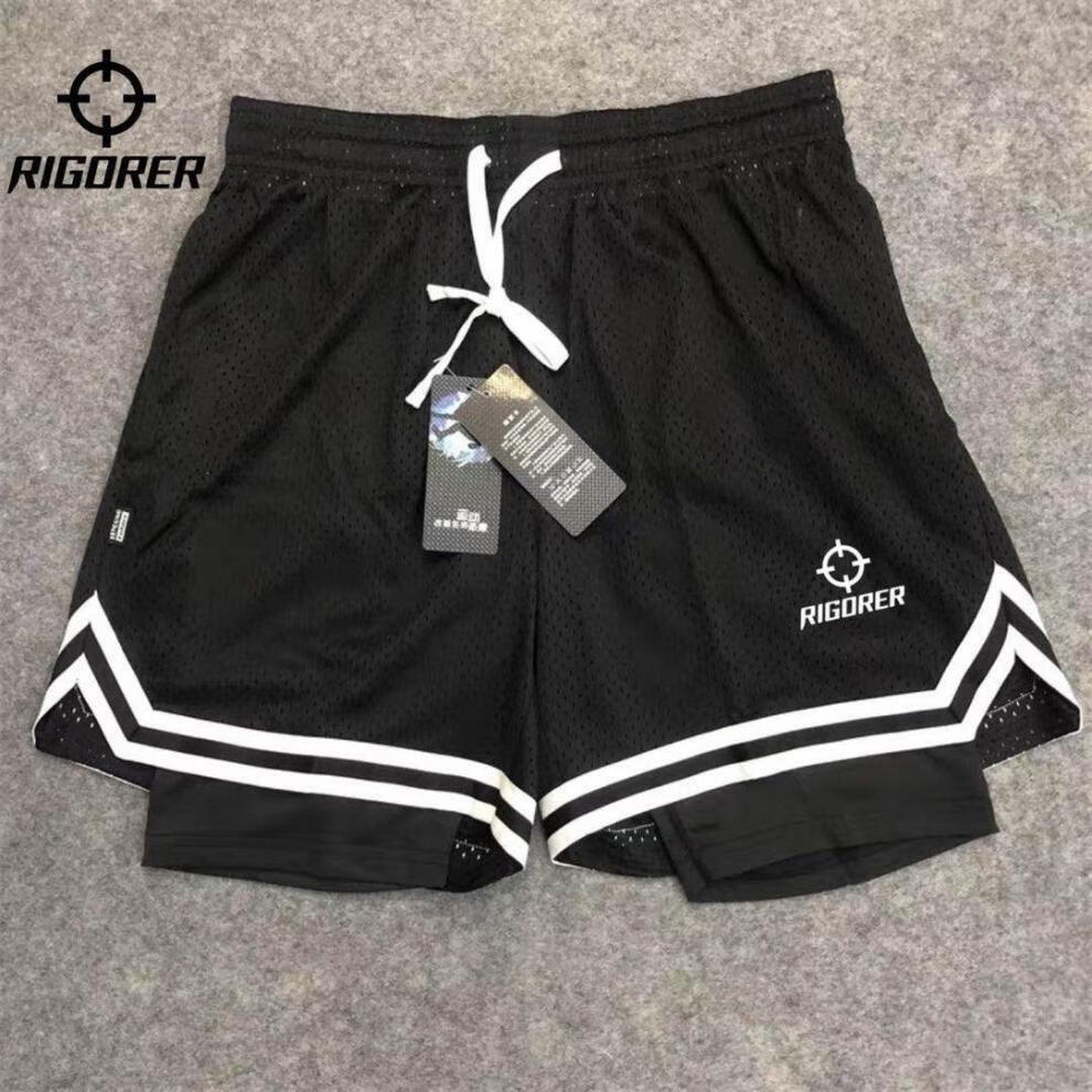 准者美式短裤男防走光假两件三分篮球裤运动训练跑步健身宽松速干
