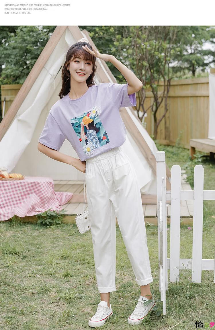 怡慕夕时尚休闲套装女夏季宽松中学生高中初中生女生短袖套装衣服夏天