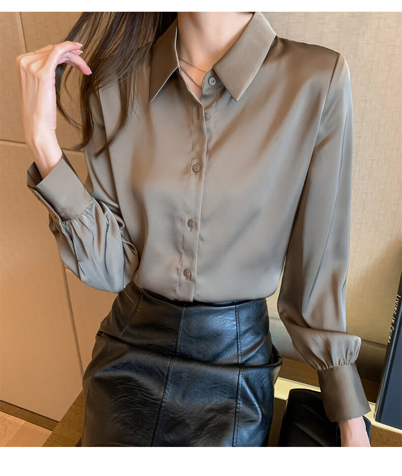 罗蒙轻奢高端女装醋酸上衣女2022秋装上班族面试穿搭时尚雪纺垂坠质感