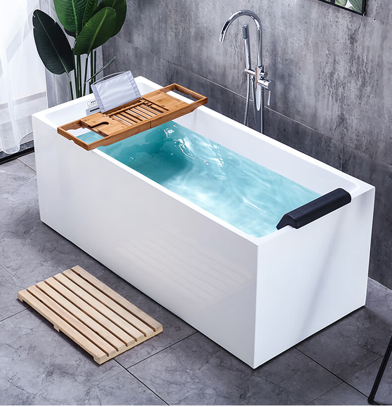 亚克力材质小户型日式加深独立式薄边长方形成人家用浴缸坐凳浴盆四面