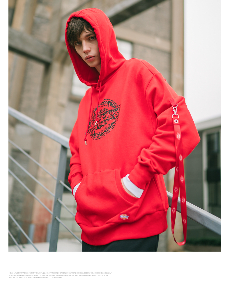 dickies卫衣迪凯斯官方左袖可脱卸织带情侣连帽卫衣男休闲外套男dk