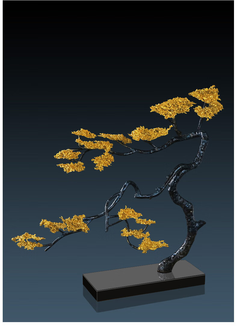 现货闪发雅约铜松树熔铜艺术品客厅玄关摆件发财树装饰礼品高端摆件