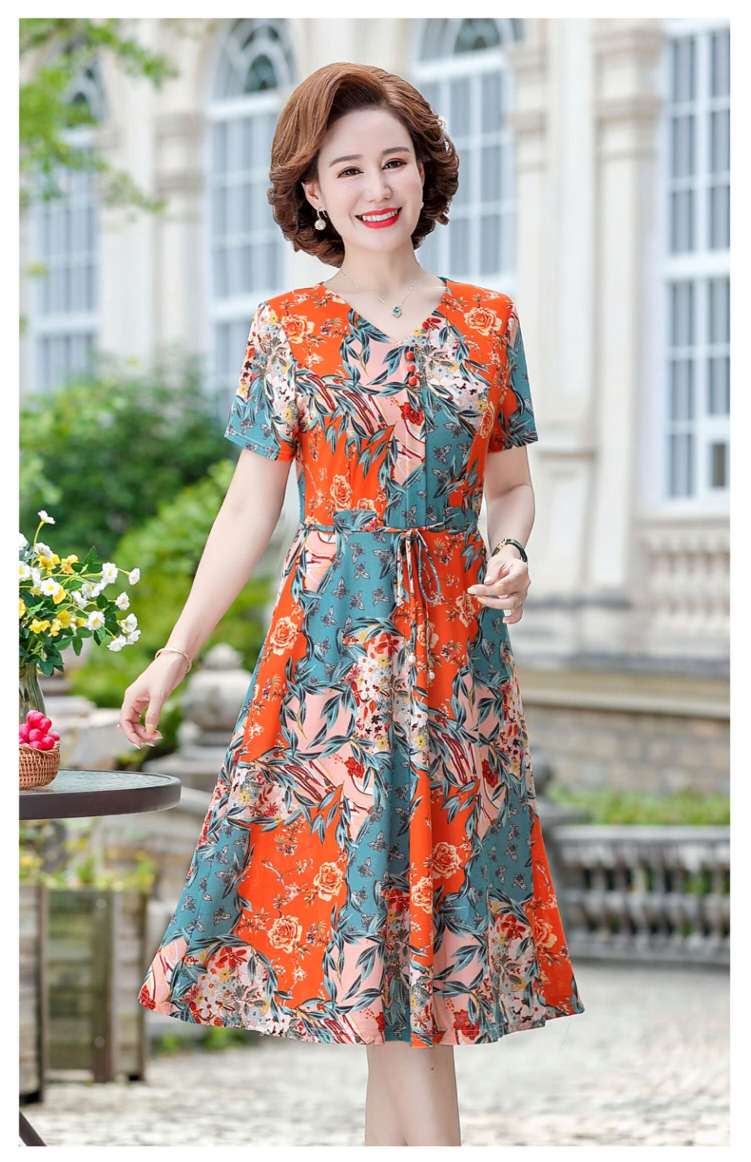 恒源祥女装品牌前十名连衣裙中年妈妈夏装连衣裙2022新款40岁50气质中