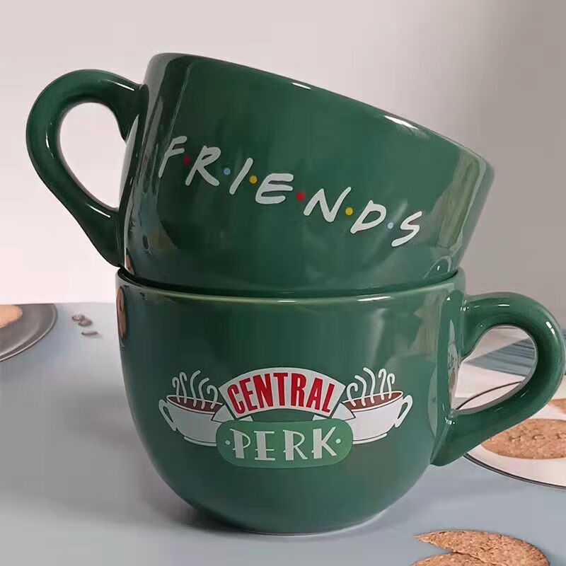 老友记周边老友记马克杯咖啡杯周边杯子大容量燕麦早餐杯带盖勺奶茶杯