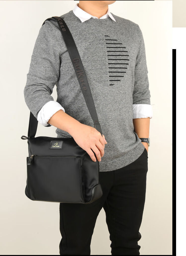 ck男包牛津布单肩包男潮竖款蓝色时尚小背包青年休闲斜挎包 小号