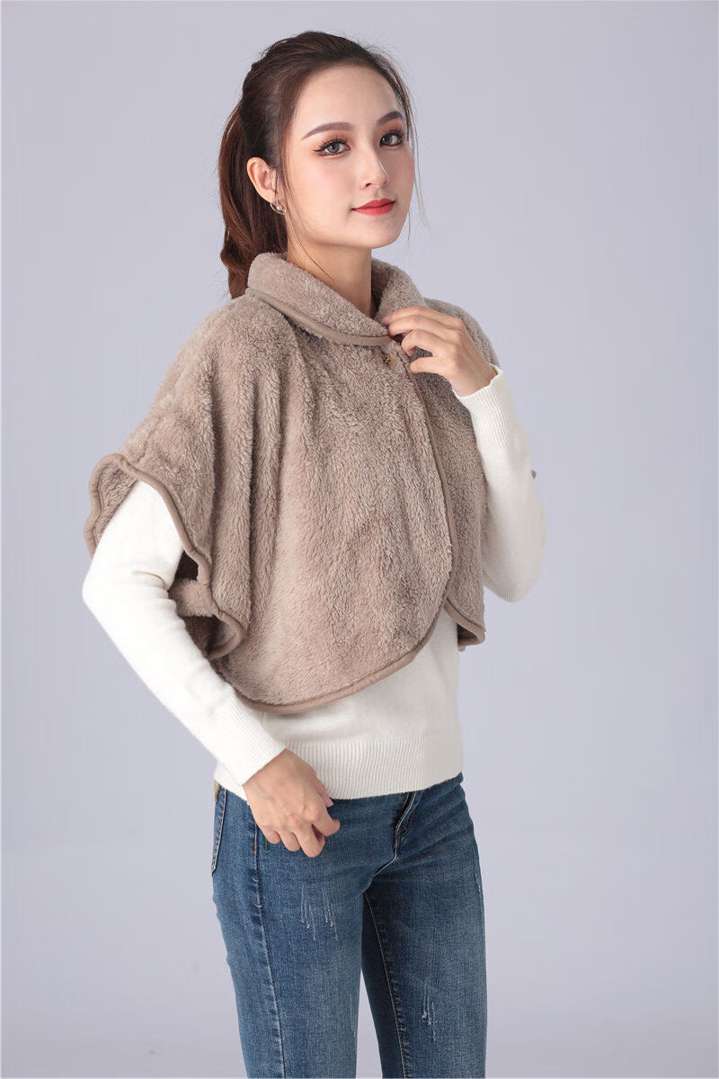秋冬加厚保暖睡觉防寒披肩女外搭护颈护背坎肩护肩套神器毛茸茸披肩