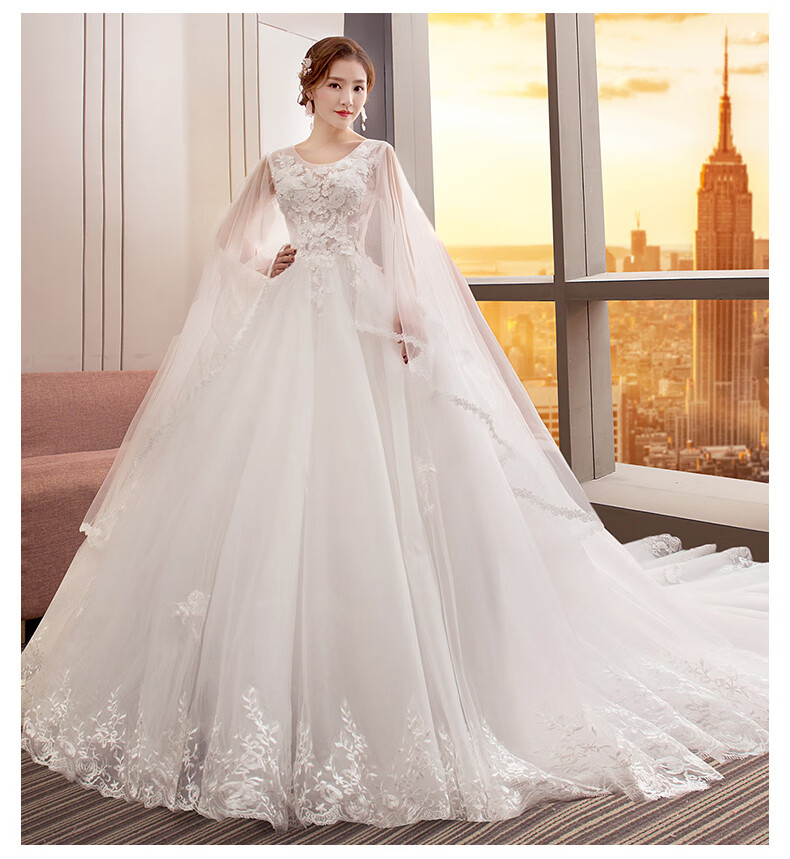 罗蒙romon一字肩红色拖尾婚纱礼服新娘结婚影楼2022秋冬季大码齐地