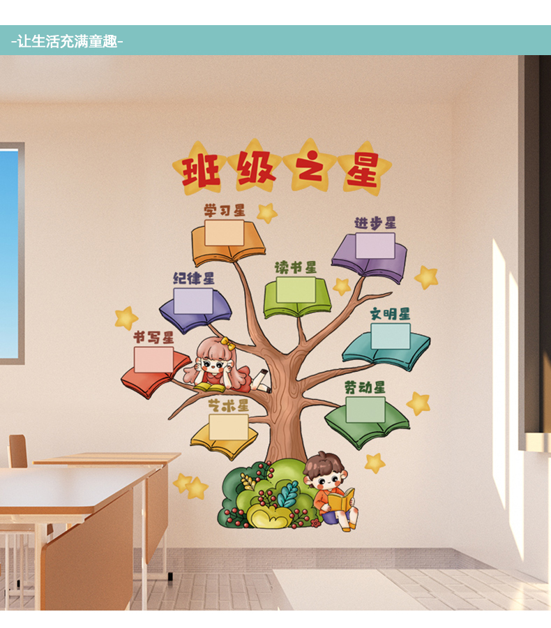 京茂班级之星照片墙教室布置小学幼儿园文化墙面装饰贴画墙贴光荣榜