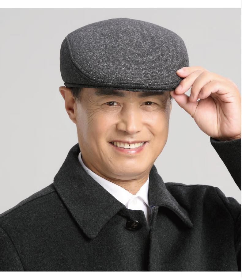 新品本山帽前进帽帽子男春秋老年人男前进老头帽爸爸中老年爷爷毛呢