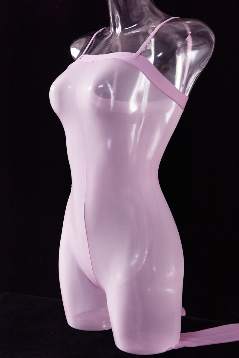 滑油亮油光抹胸神裤性感丝袜吊带全身连体开档丝黑不开档肩带油光抹胸