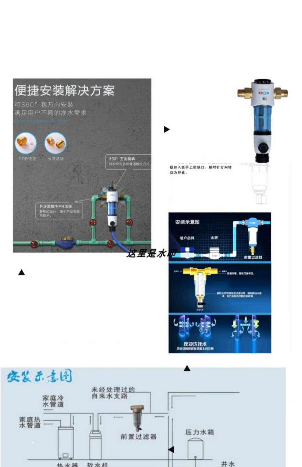 日豐前置過濾器二代萬向二代反衝洗自來水塔分管家用全屋級前置過濾器