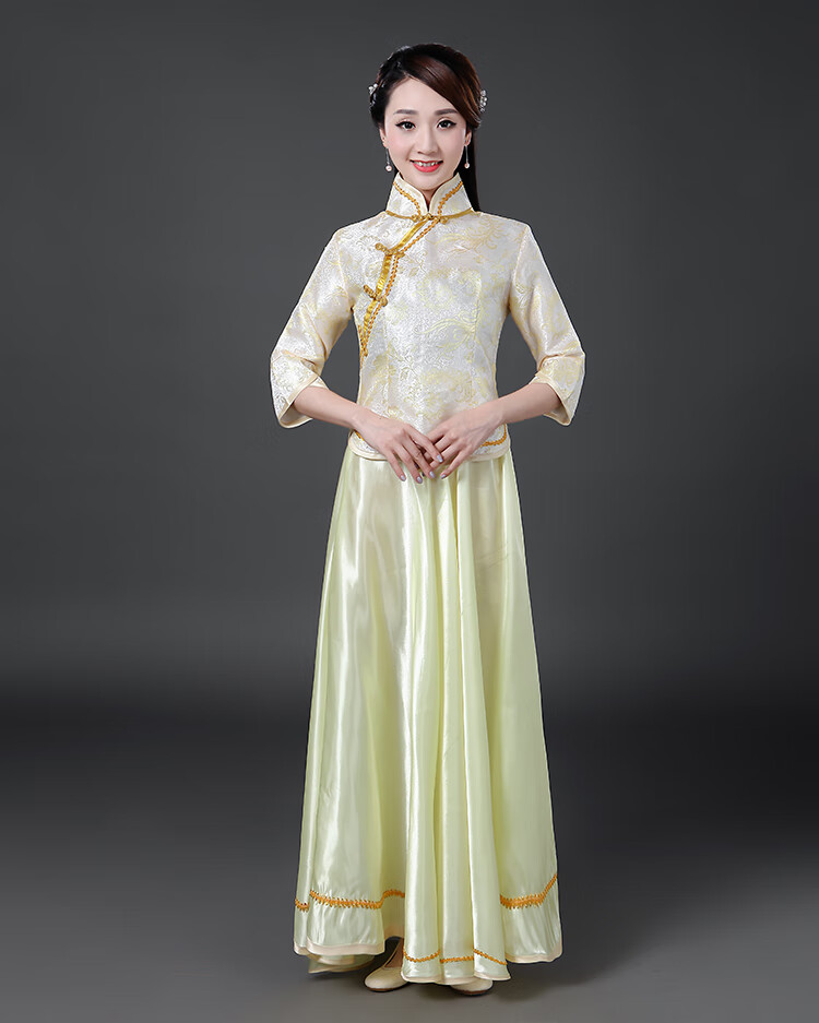 民国服装女小凤仙套装古筝舞蹈演出服长裙中式古装民族风小姐唐装sn