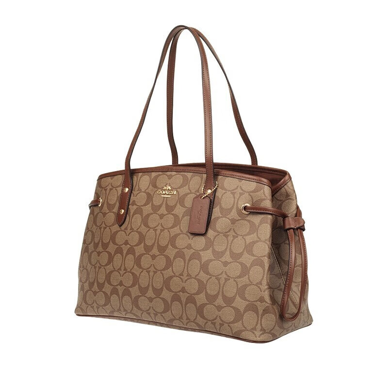 coach蔻蔻驰女包新戴妃包抽绳c纹女士单肩手提包811f57842卡其玫粉