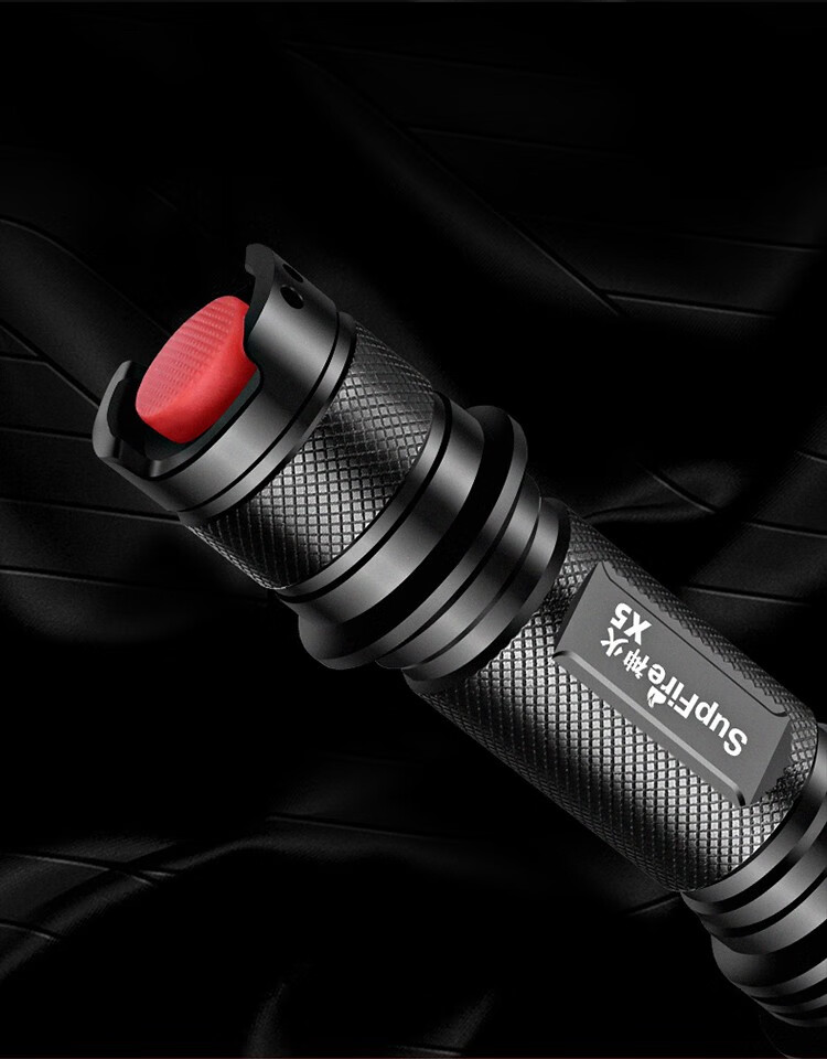 强光手电筒可充电家用骑行led远射探照灯t6l2新版黑色x51个电池单冲