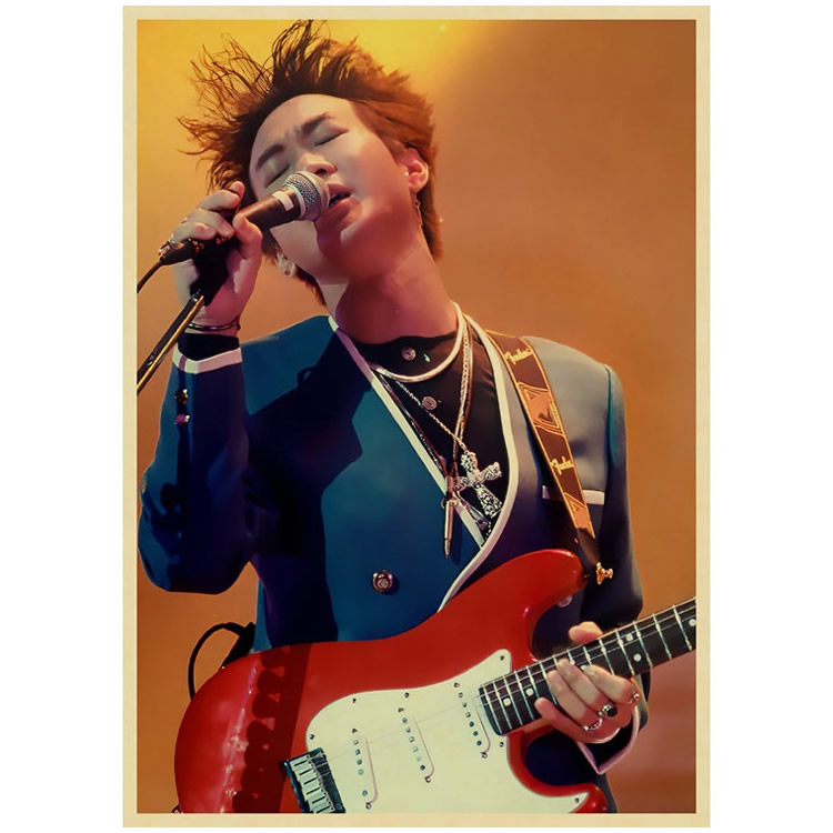 黄家驹海报 牛皮纸复古画 beyond 寝室宿舍贴画 怀旧 画报羡瑜 姜黄色