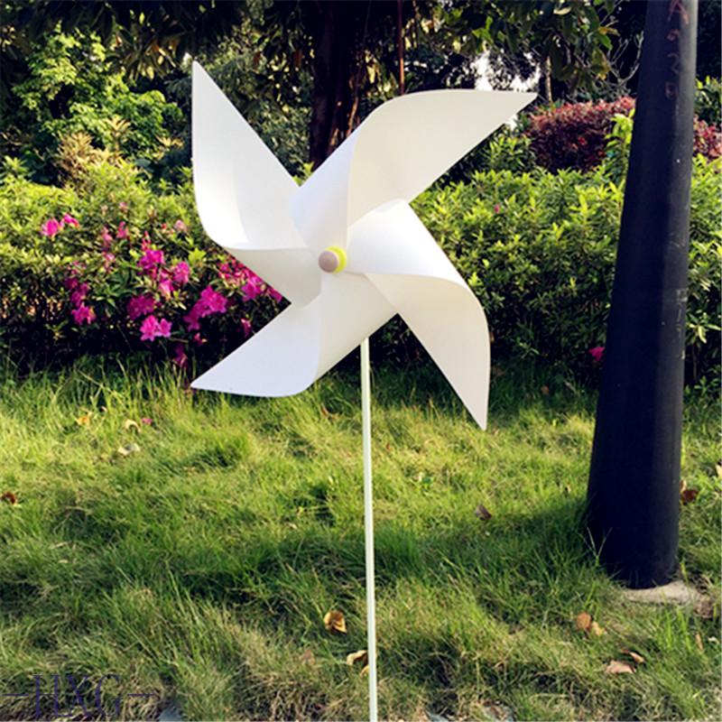 四叶白色黑色小风车户外加厚塑料风车玩具舞台摆设摄影大风车 白色50c