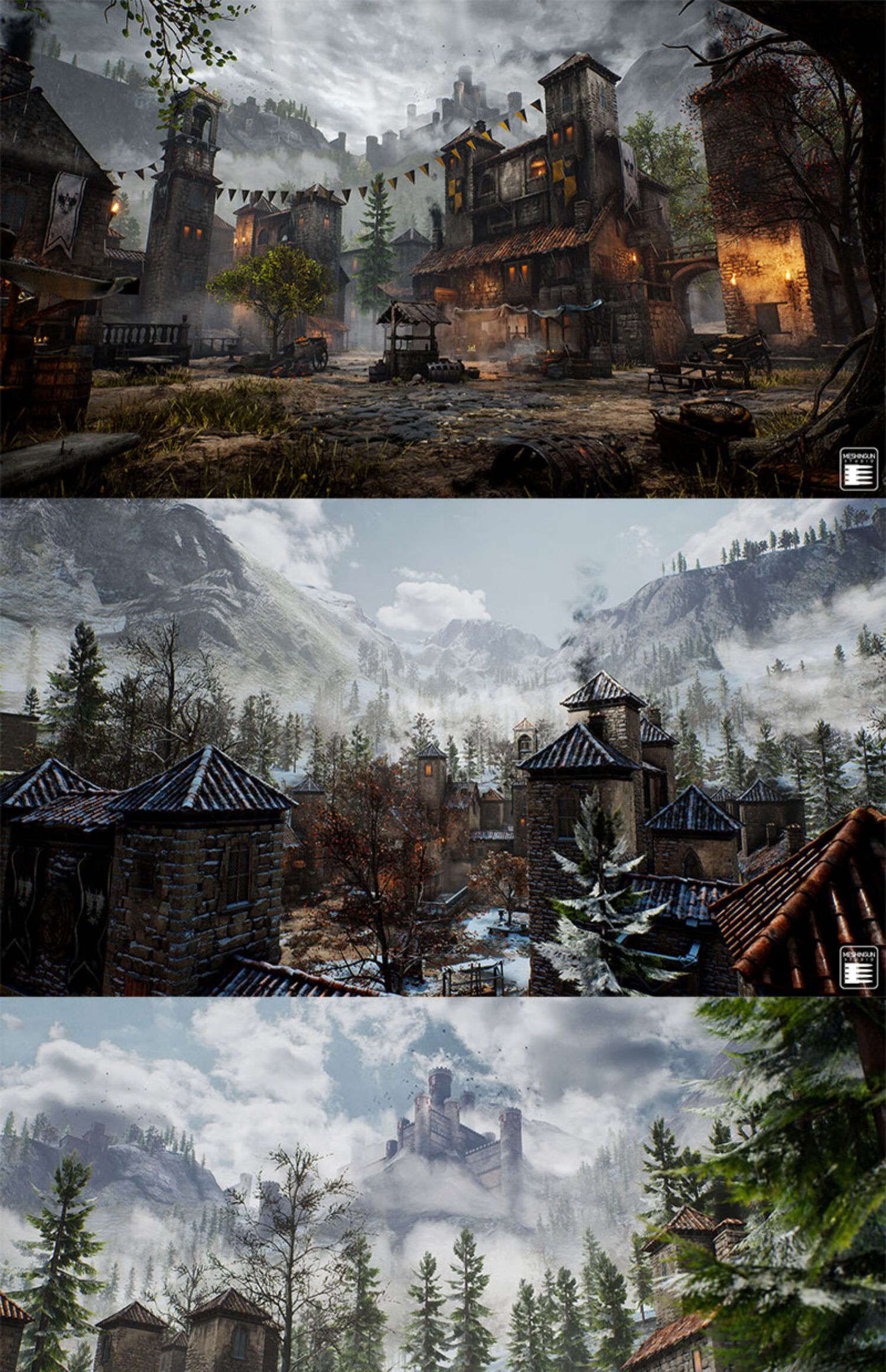 ue4场景古城堡欧洲房屋街道素材高质量虚幻4欧式城市街道3d模型【图片