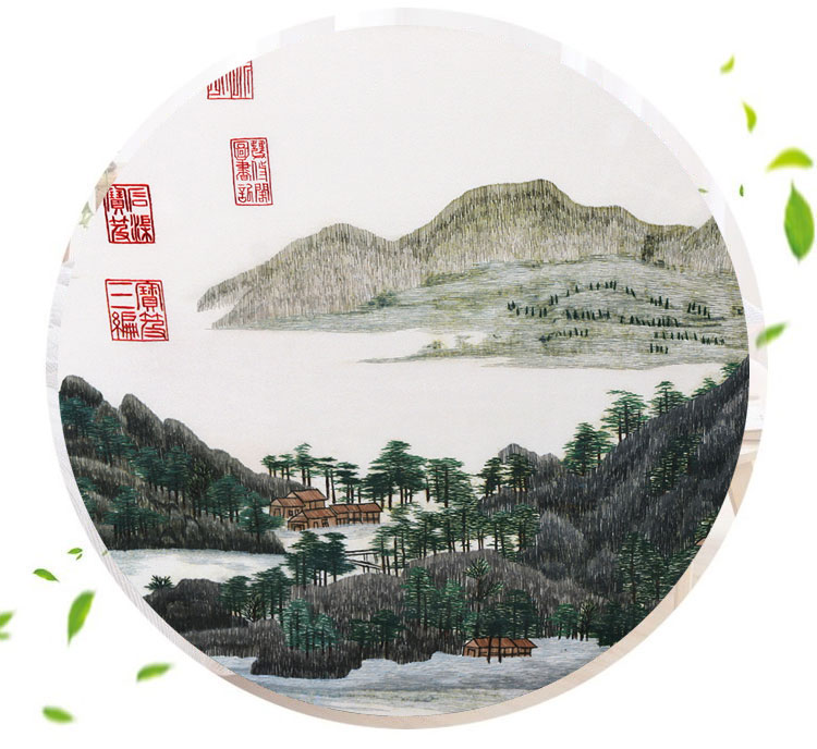 苏绣成品挂画富春山居图苏州刺绣客厅古山水书房中式 富春图装框50*