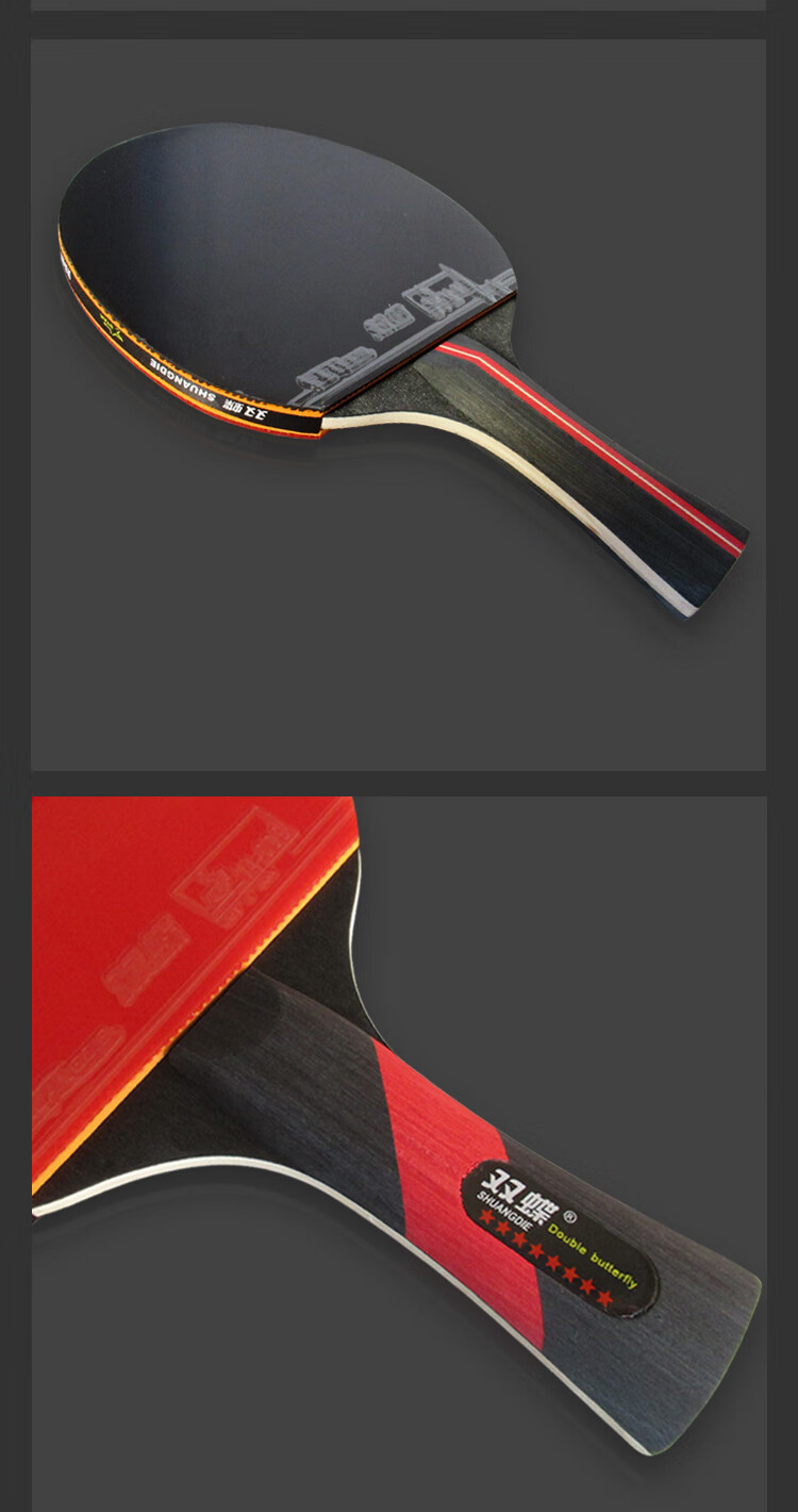 双蝶乒乓球拍乒乓球拍2支初学者兵乓球直拍横拍儿童小学生级训练单拍