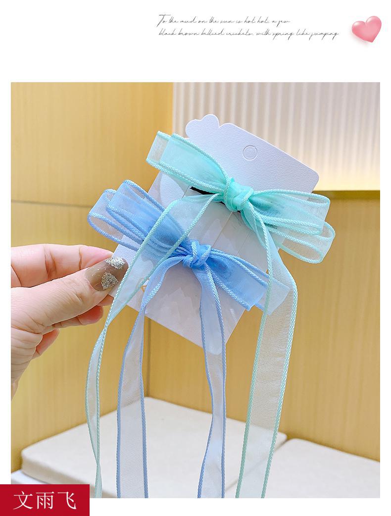 文雨飞小女孩网纱蝴蝶结儿童发夹公主宝宝女童夏季薄款飘带蝴蝶结流苏