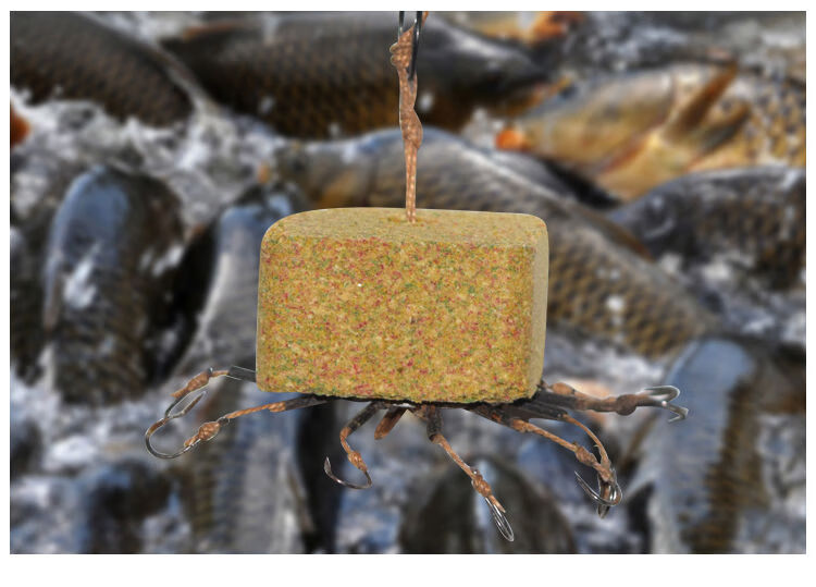 鱼料爆炸钩鱼饼饵海竿抛竿鲢鳙鲫鲤鱼饵音然薯味通用方块饵16块包5包