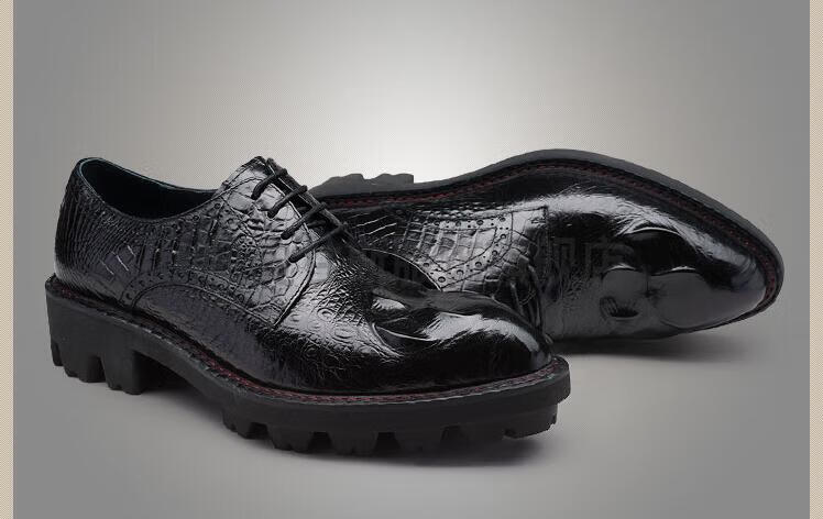 皮鞋厚底鳄鱼纹商务休闲皮鞋牛皮气质男鞋凯史甘斯【商务正装皮鞋】