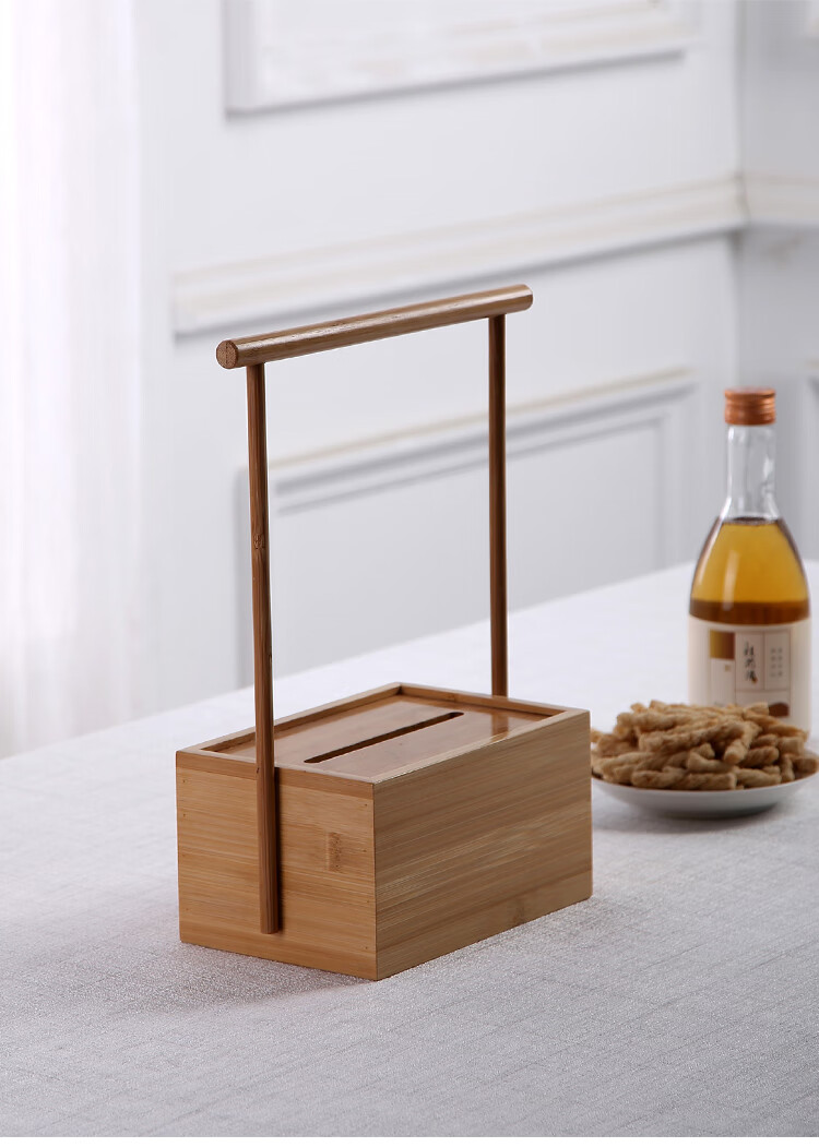 手工竹纸巾盒抽纸盒可拎简约家用手提纸抽盒茶餐厅抽纸盒酒店用品