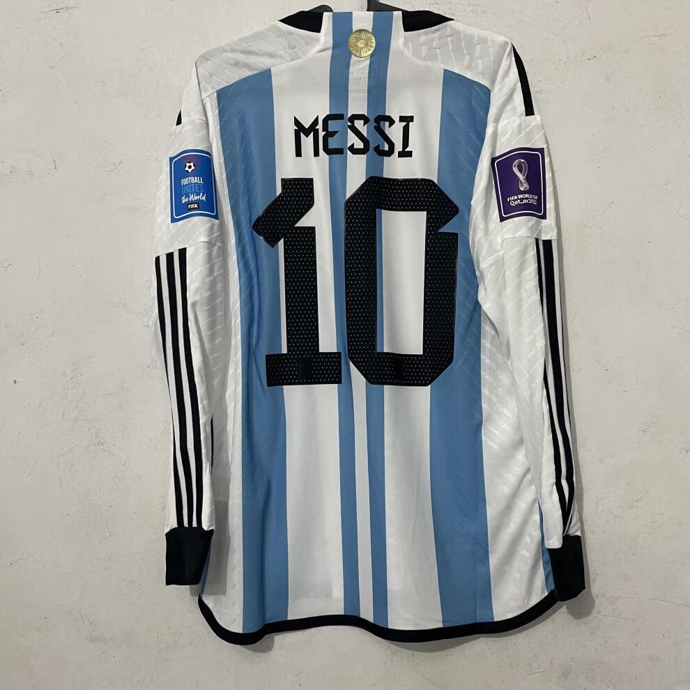 2022世界杯阿根廷长袖主场球衣10号梅西11号迪马利亚球员版足球服 xxl