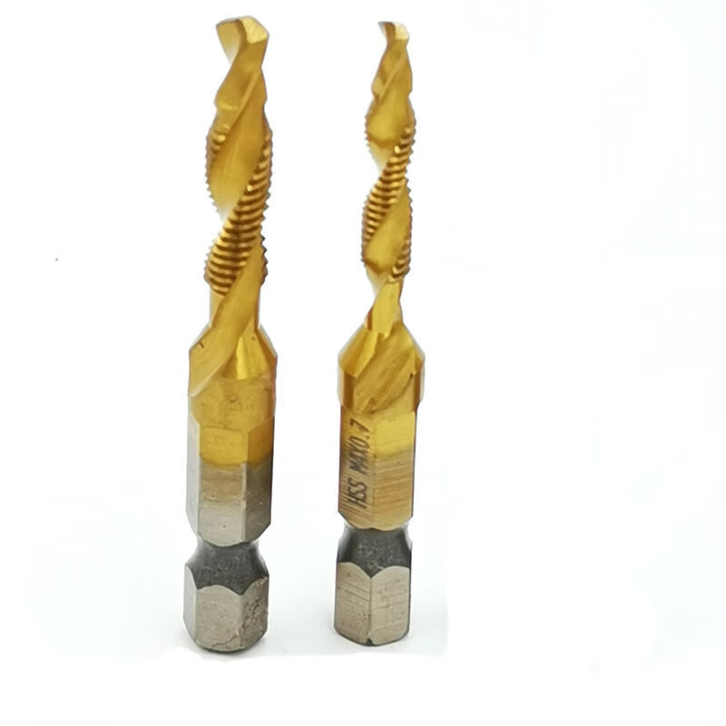 钻攻一体机用丝锥镀钛六角柄复合丝攻螺纹开孔电动钻头丝锥套装 tav白