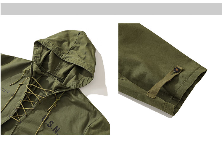 海军n1甲板服美式二战复古外套秋冬季加绒加厚夹板短款连帽风衣军布工