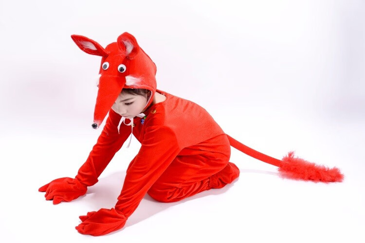 儿童表演服课本剧卡通造型服红狐狸动物演出服装小狐狸服装红色短款