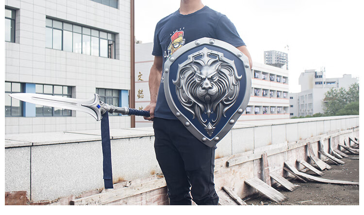 长矛魔界cos道具枪联盟电影莱恩雄狮盾牌未开刃 联盟步兵长矛【图片