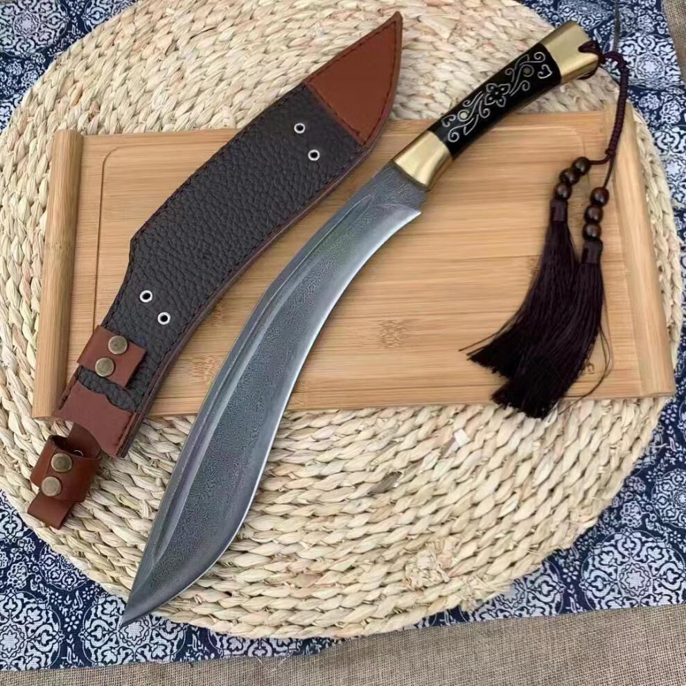 不舍天真 尼泊尔军刃 户撒阿昌族加长大号刃户外开路山刀 深灰色 60