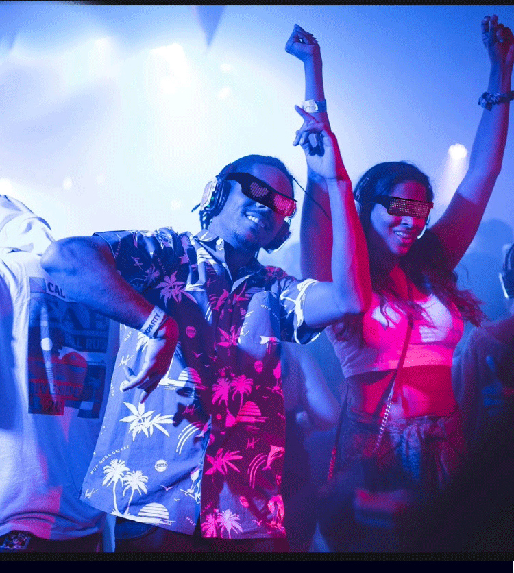 芮视全彩led蓝牙发光变色眼镜赛博朋克科技蹦迪眼睛抖音炫酷墨镜 全彩