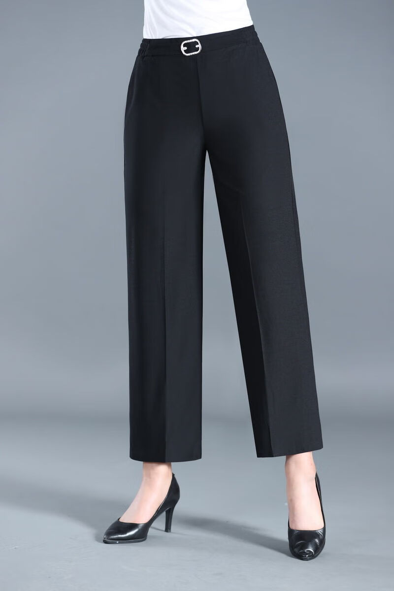 阔腿裤女夏季薄款高腰垂感直筒裤宽松显瘦休闲大脚裤大码九分裤子 036