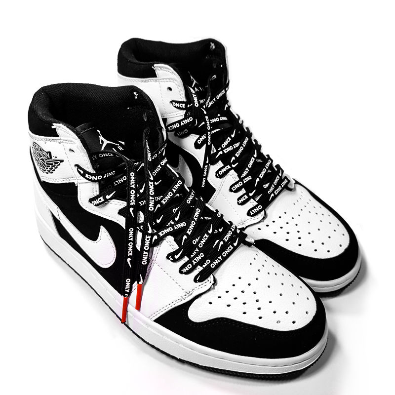 适用于af1空军一号justdoit印花字母黑白彩色运动跑鞋带黑底黄字120cm