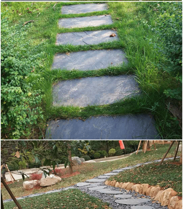 青石板庭院地砖天然铺路石踏步石户外草坪汀步石滑花园别墅石片 40*80