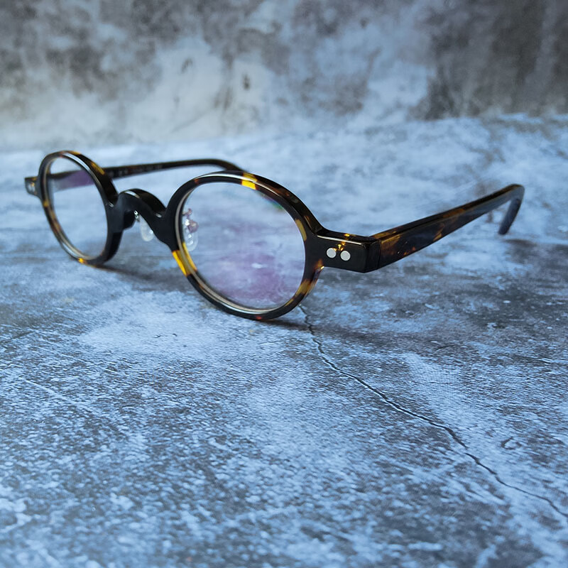 暴悦 复古日系超小圆框板材手工镜架女文青眼镜男平光小脸 有鼻托版