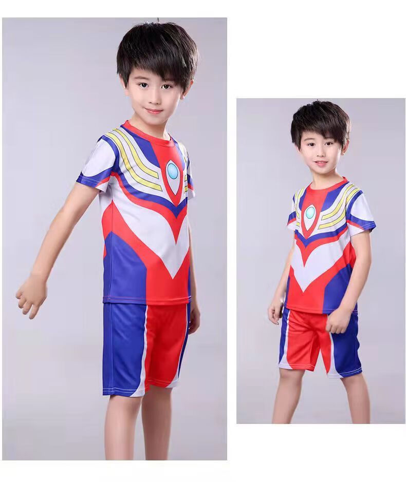 迪士尼同款奥特曼衣服中小男童夏季赛罗迪迦奥特曼服装短袖套装潮款